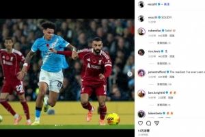 打出信心了！曼城左后卫奥赖利社媒晒对位萨拉赫照：硬！